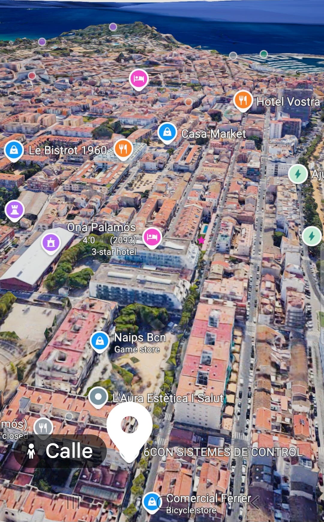 Vista aèria de Palamós amb la ubicació de 6CON